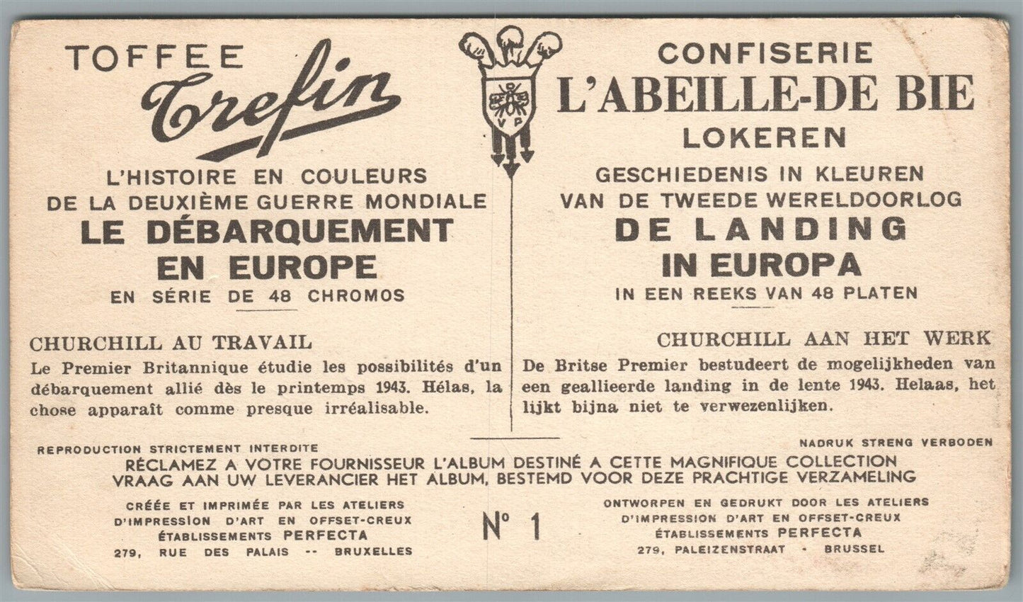 WWII ERA ADVERTISING TOFFEE GREPIN ANTIQUE POSTCARD w/ CHURCHILL