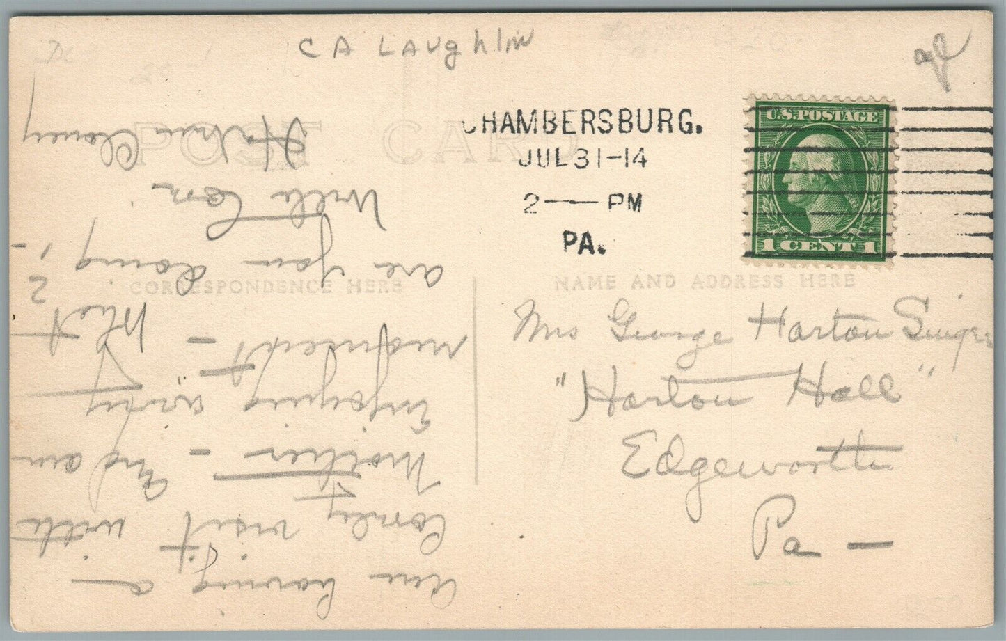 CHAMBERSBURG PA FALLING SPRING CHURCH ANTIQUE REAL PHOTO POSTCARD RPPC