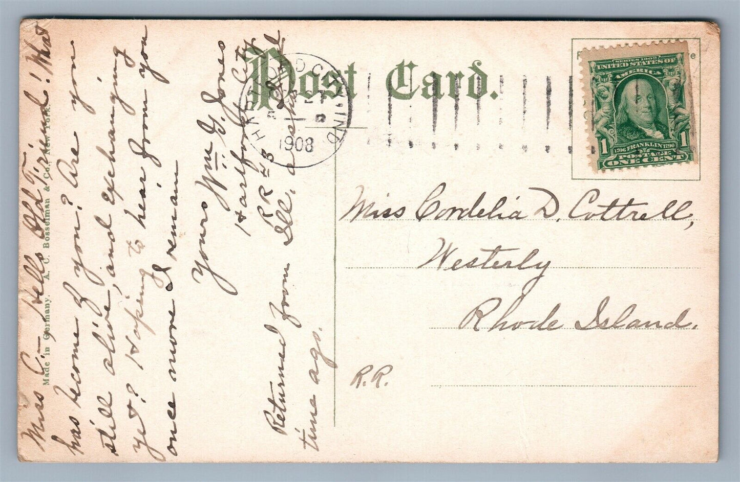 INDIANAPOLIS IND FAIR BANK ANTIQUE POSTCARD
