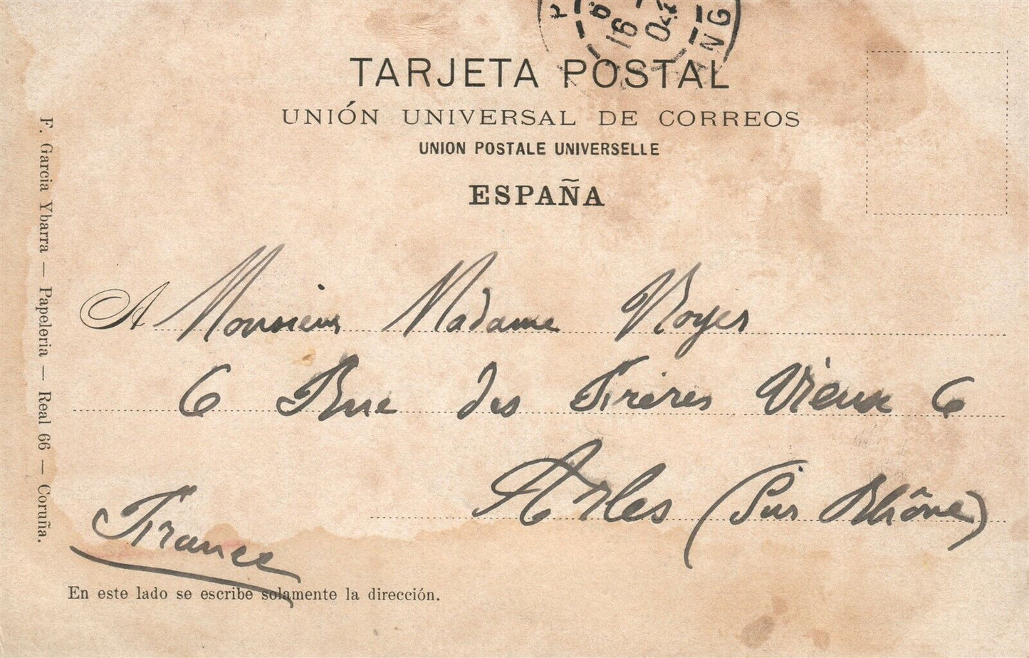 SPAINISH KING ALFONSO XIII of SPAIN ON HORSE ANTIQUE POSTCARD w/ STAMP