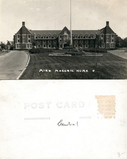 MINNESOTA MASONIC HOME MINNEAPOLIS ANTIQUE REAL PHOTO POSTCARD RPPC