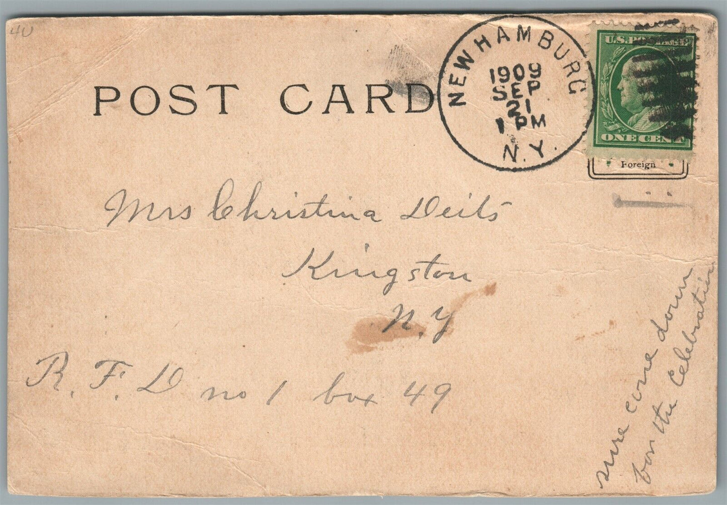 POUGHKEEPSIE NY COURT OF HONOR FIREMEN'S CONVENTION 1909 ANTIQUE POSTCARD