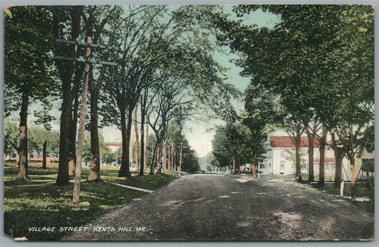 KENTS HILL ME VILLAGE STREET ANTIQUE POSTCARD