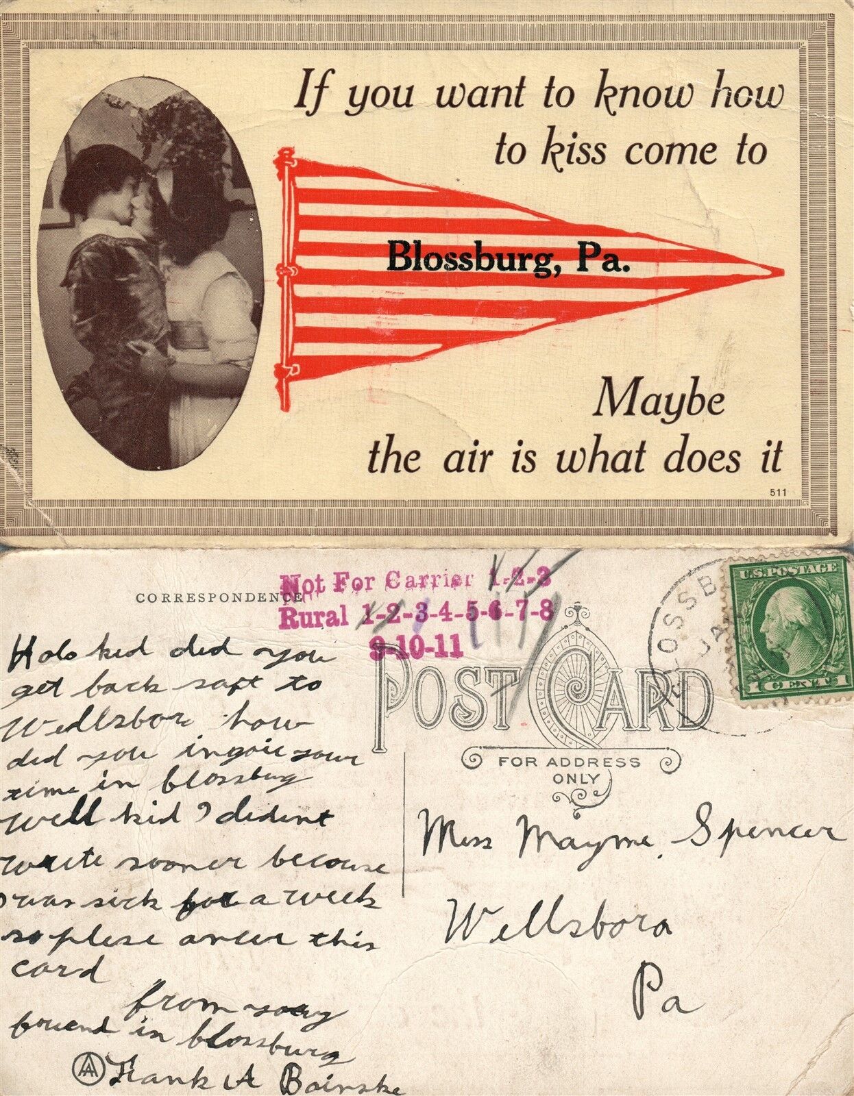 BLOSSBURG PA ANTIQUE POSTCARD