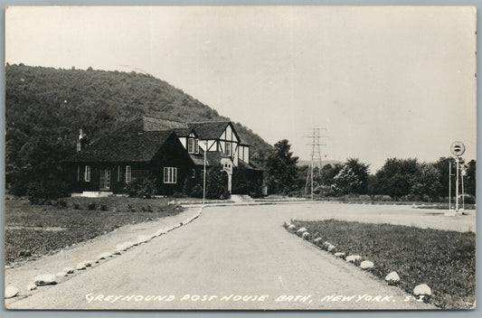 BATH NY GREYHOUND POST HOUSE VINTAGE REAL PHOTO POSTCARD RPPC