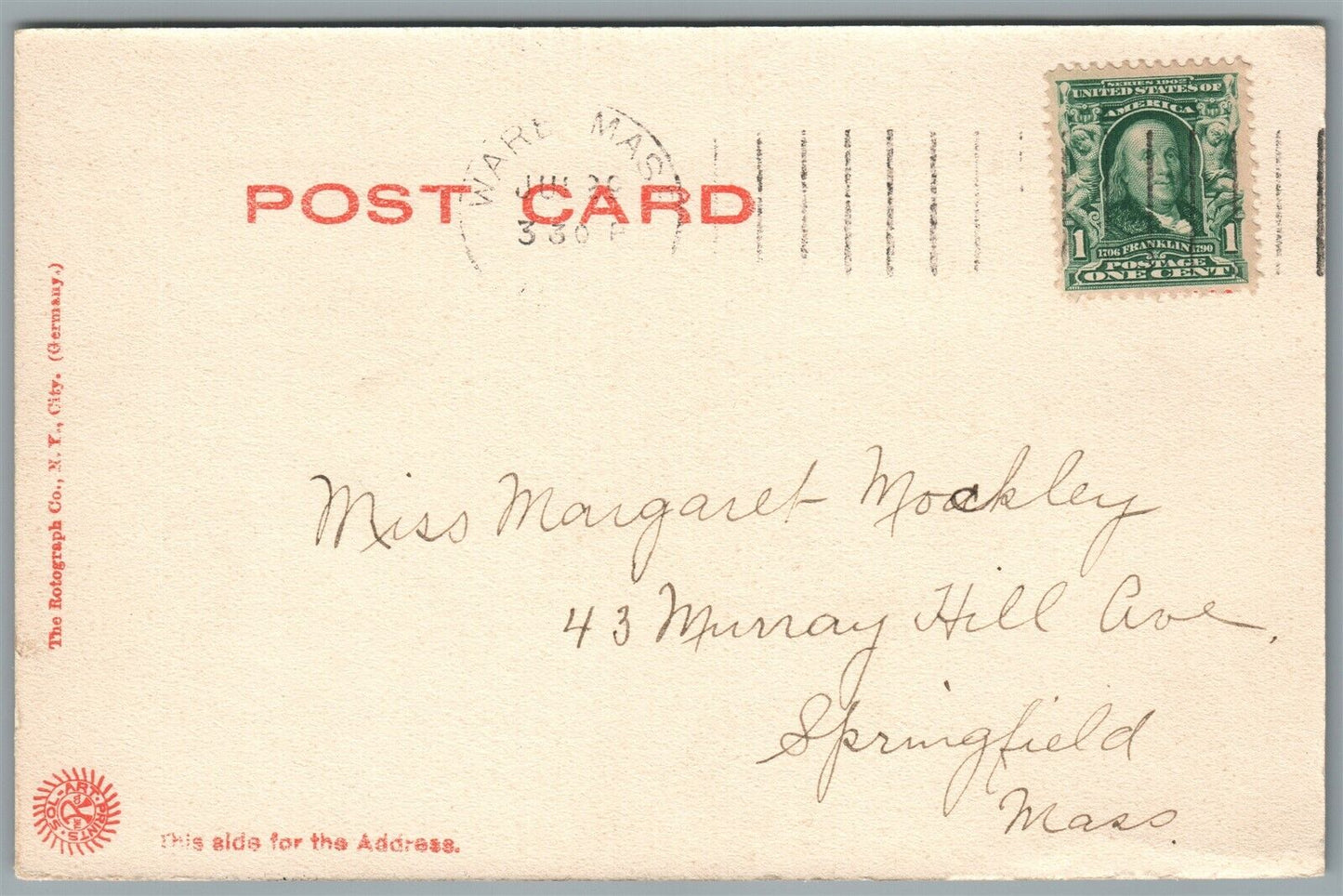 WARE MA TOWN HALL ANTIQUE POSTCARD