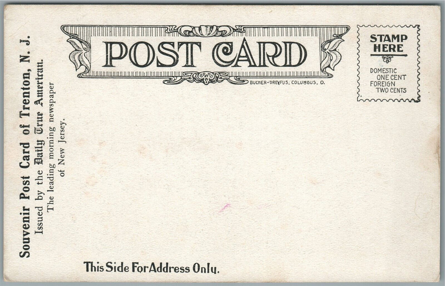 TRENTON NJ TRUE AMERICAN BUILDING ANTIQUE POSTCARD