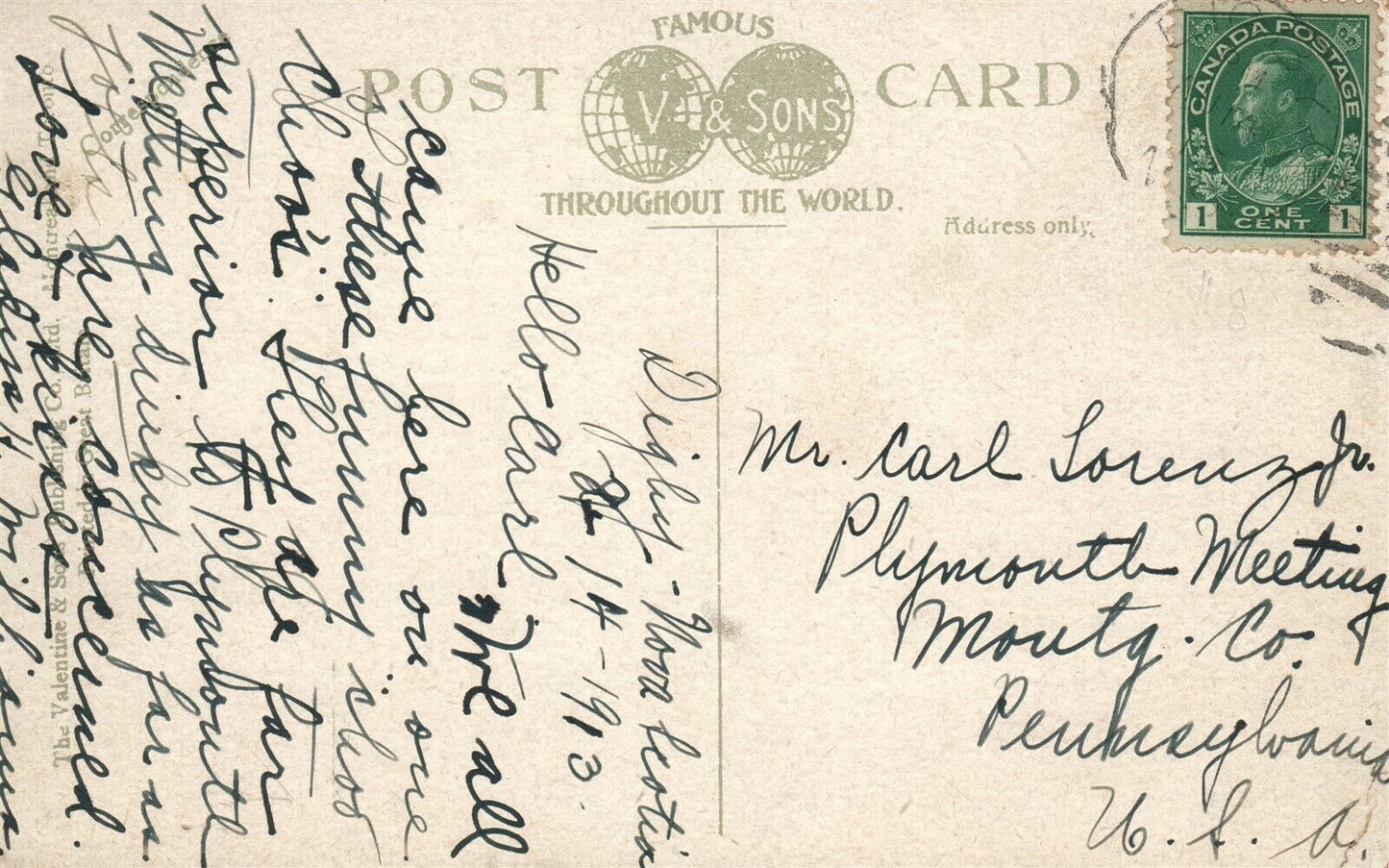 FLYING BLUENOSE PASSING BEAR RIVER N.S. CANADA ANTIQUE POSTCARD train railroad