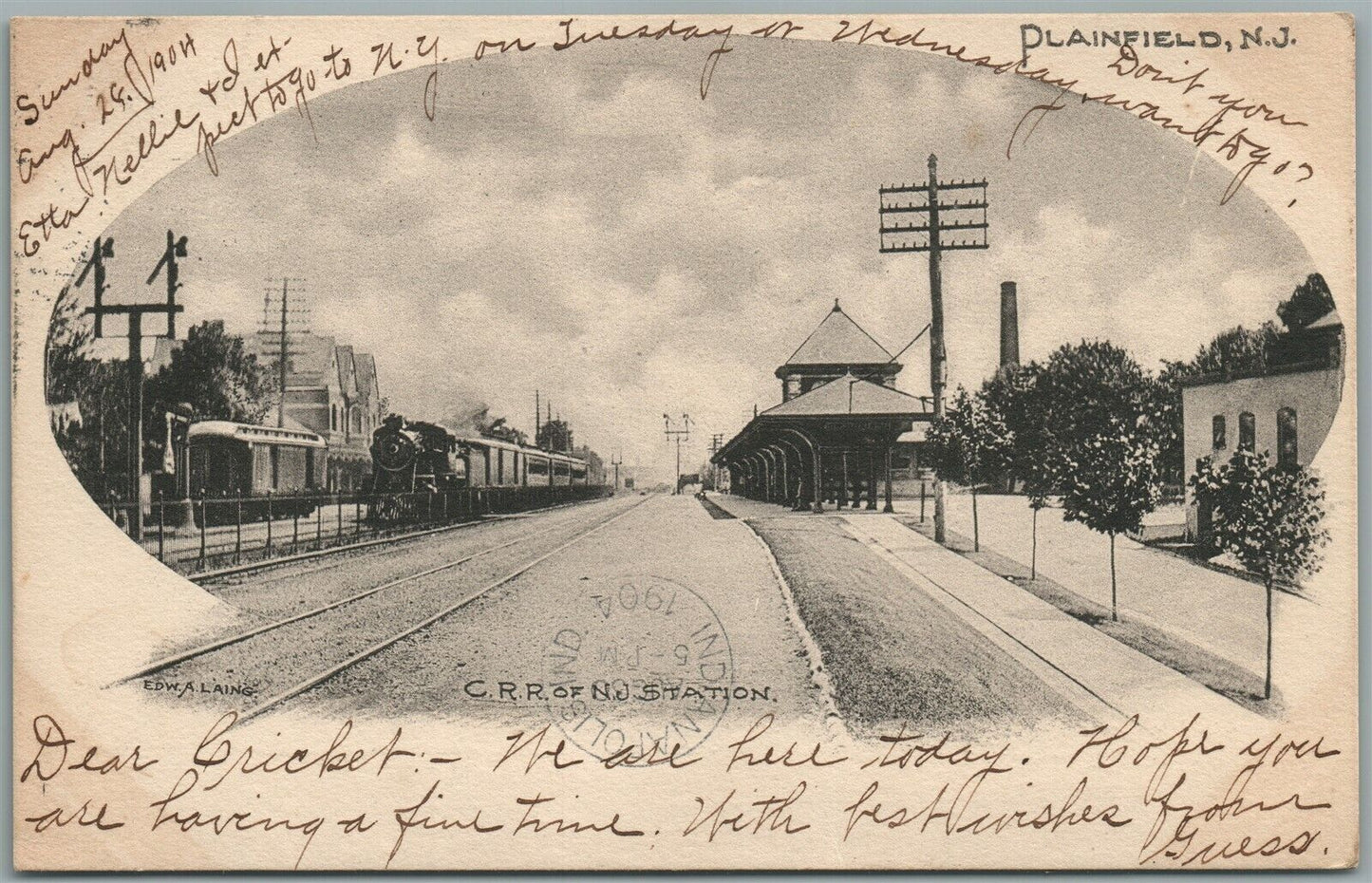 PLAINFIELD NJ RAILROAD STATION RAILWAY TRAIN DEPOT ANTIQUE POSTCARD