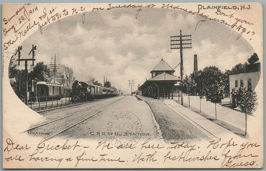 PLAINFIELD NJ RAILROAD STATION RAILWAY TRAIN DEPOT ANTIQUE POSTCARD
