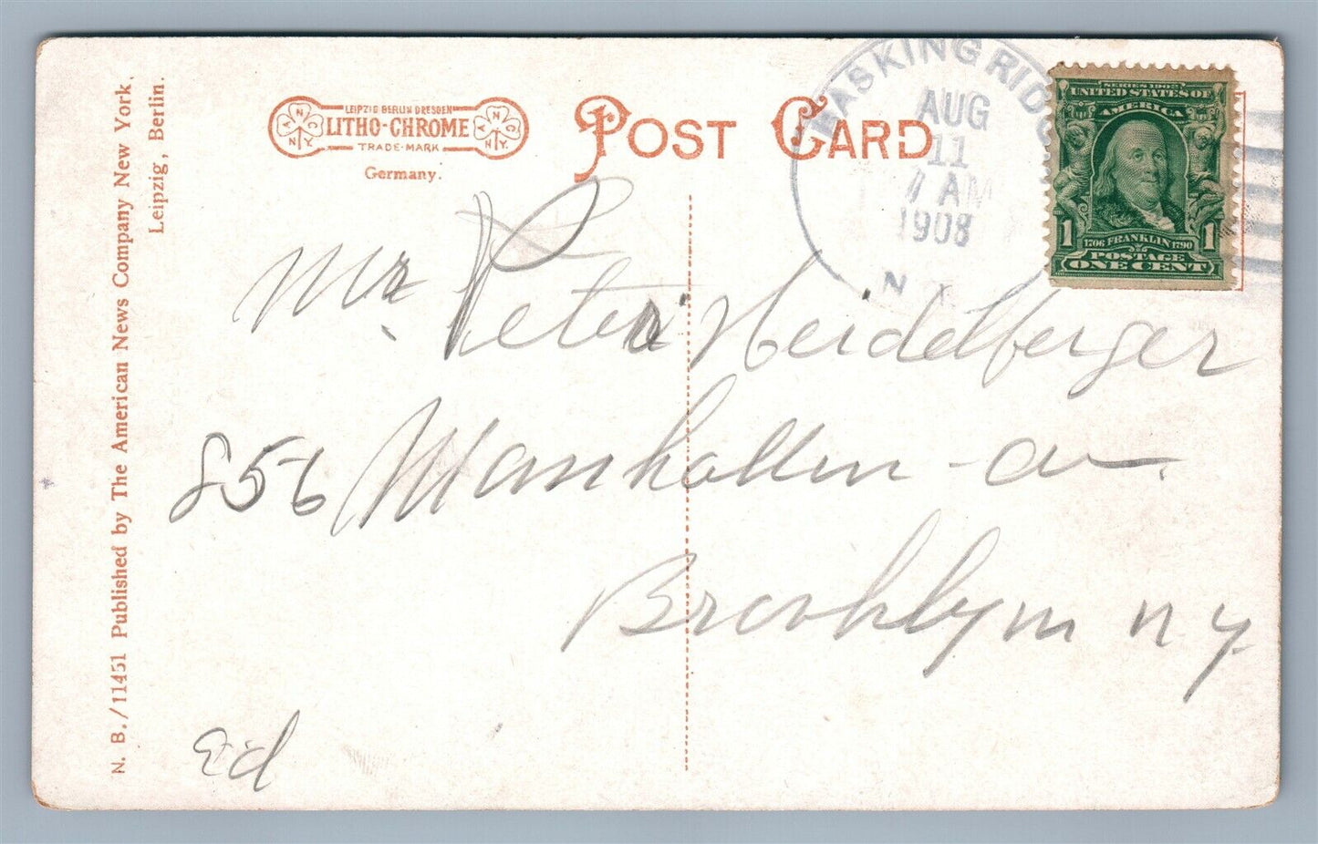 BASKING RIDGE NJ ROAD VIEW ANTIQUE POSTCARD