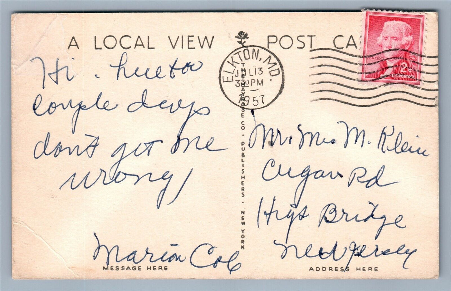 ELKTON MD FILTERING PLANT ANTIQUE POSTCARD