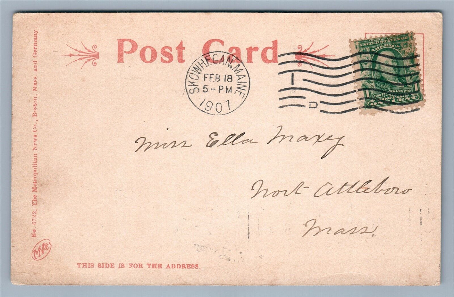 SKOWHEGAN ME KENNEBECK ANTIQUE POSTCARD