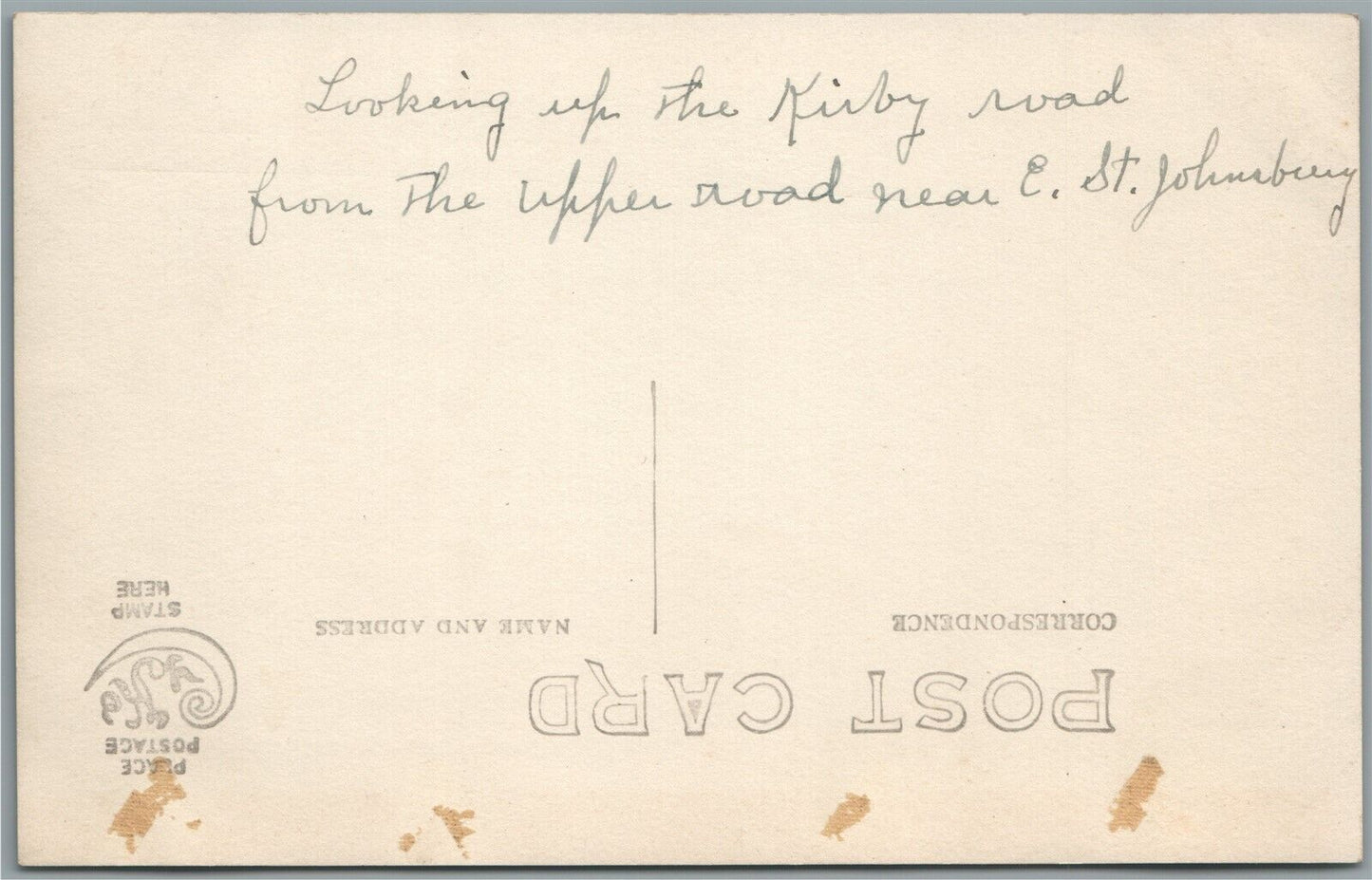 E. ST. JOHNSBURY VT KIRBY ROAD ANTIQUE REAL PHOTO POSTCARD RPPC