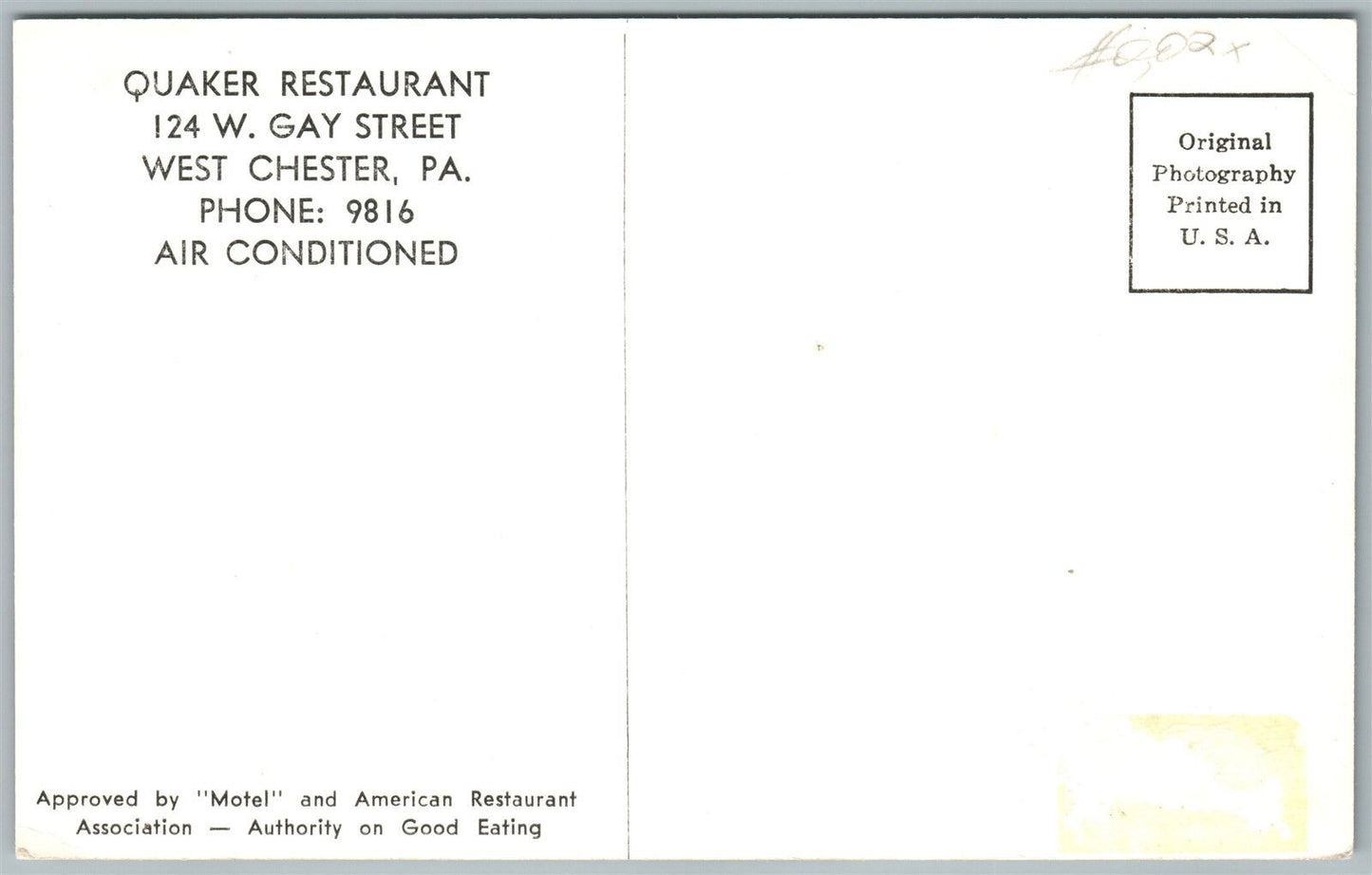 WEST CHESTER PA QUAKER RESTAURANT GAY STREET VINTAGE REAL PHOTO POSTCARD RPPC
