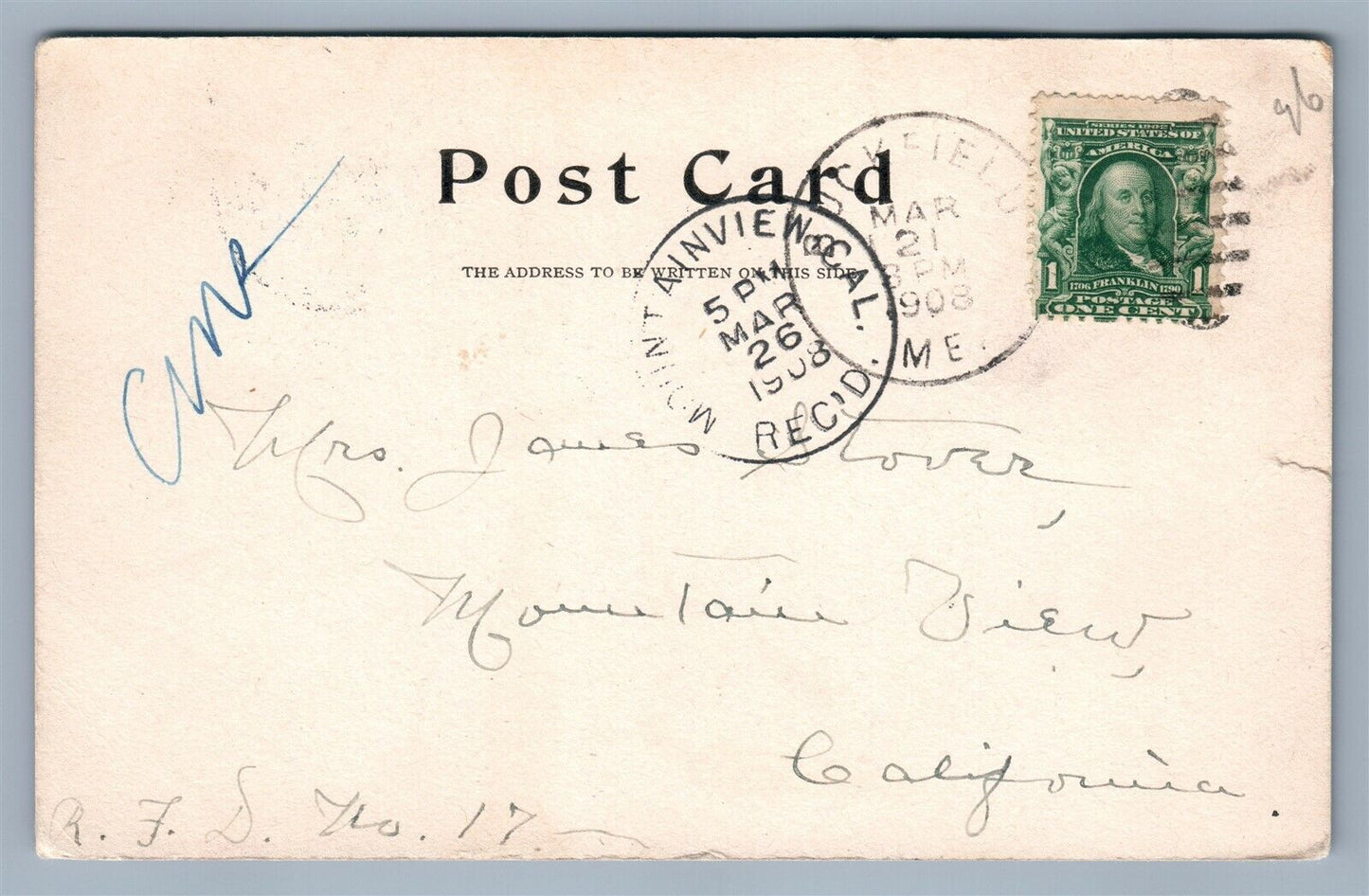 BUCKFIELD ME ELM STREET ANTIQUE POSTCARD