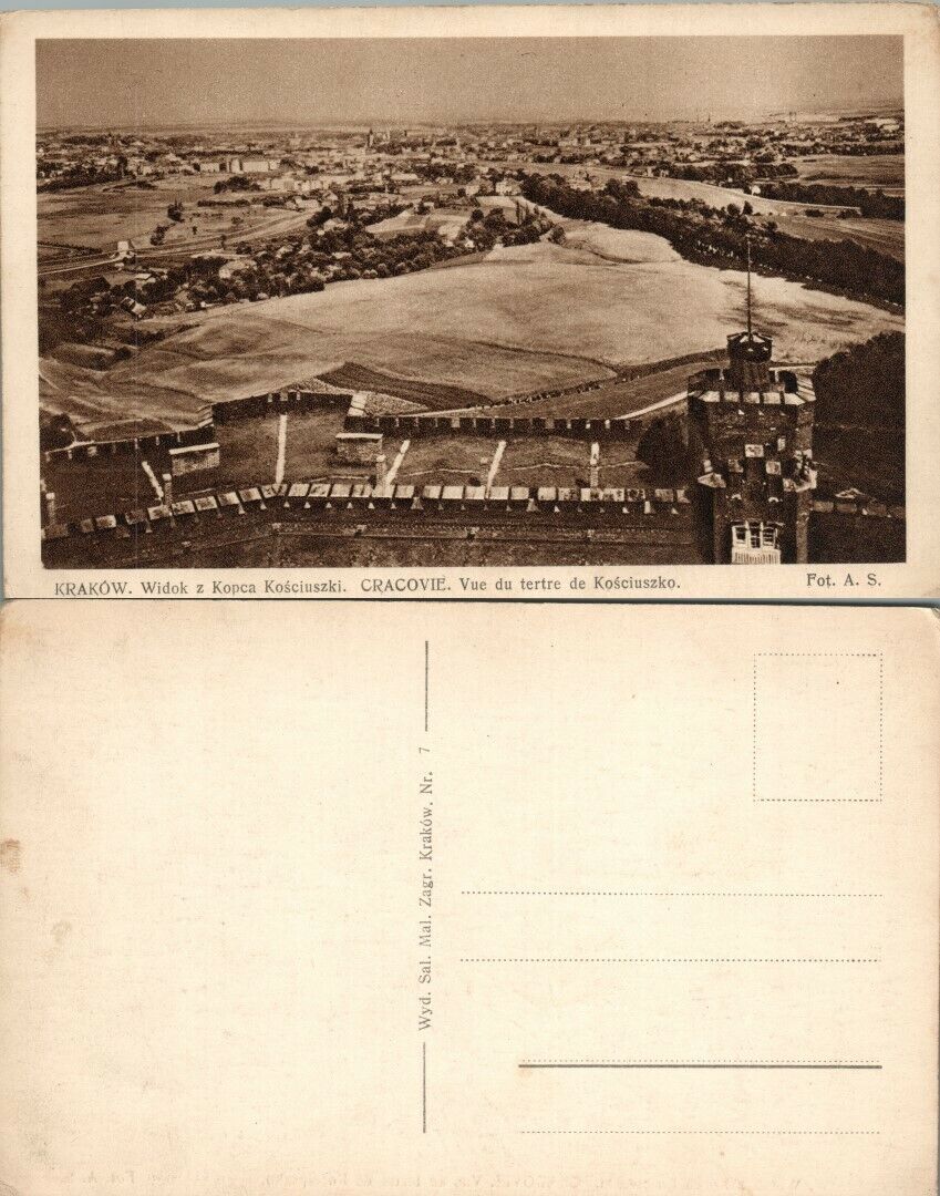 ANTIQUE POLISH POSTCARD WIDOK S KOPCA KOSCIUSZKI KRAKOW POLAND