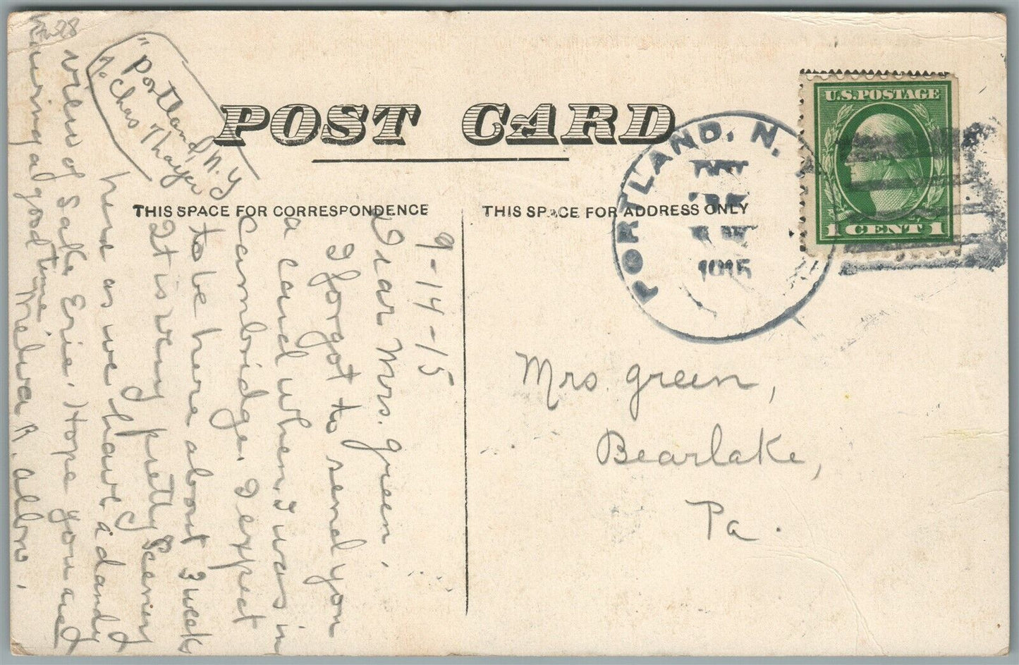 BROCKTON NY CRANDALL PANELL CO. ANTIQUE POSTCARD