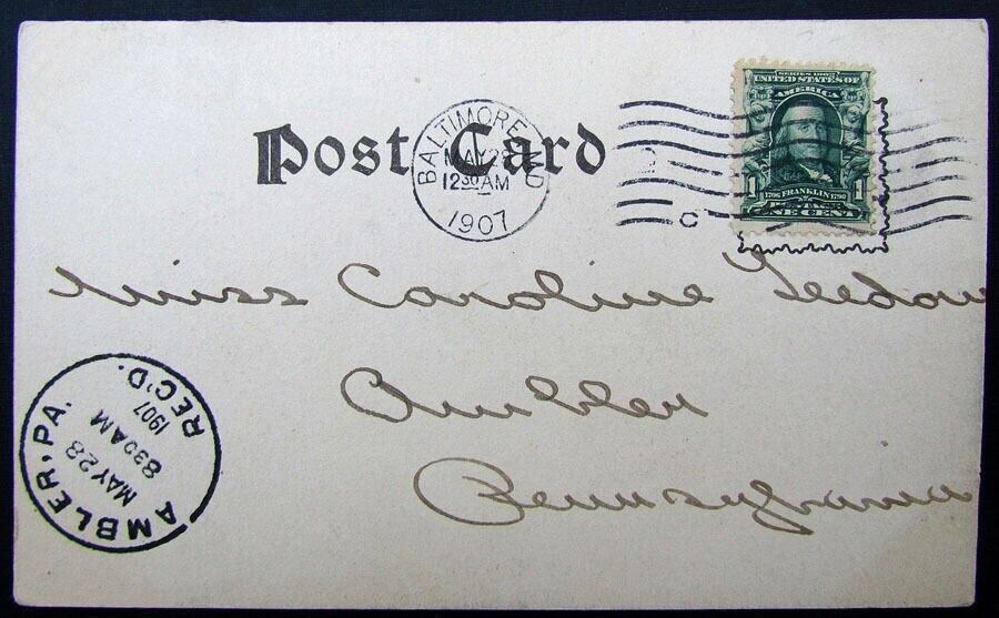 VINTAGE 1907 POSTCARD - UNION STATION BALTIMORE MD railroad train railway