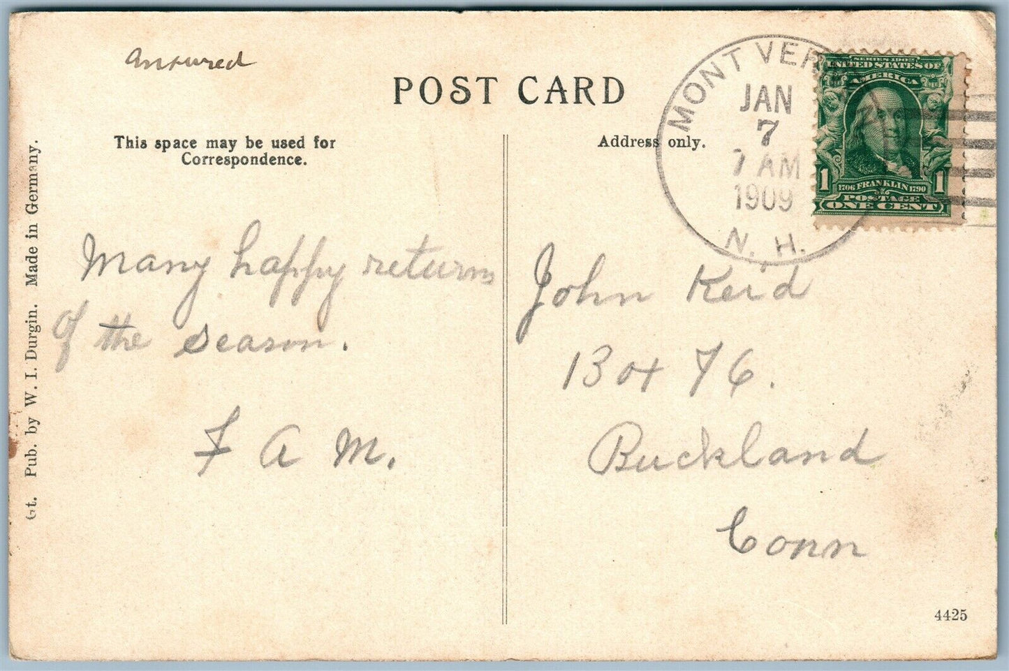 WILTON NH MAIN STREET ANTIQUE POSTCARD