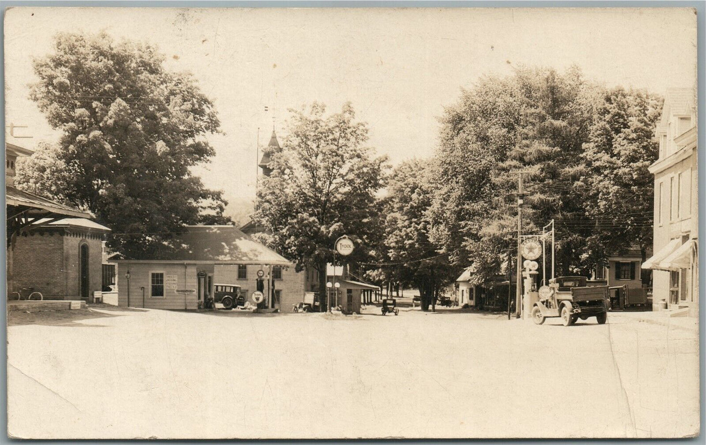 GARAGE TYDOL TEXACO GAS STATION ANTIQUE REAL PHOTO POSTCARD RPPC