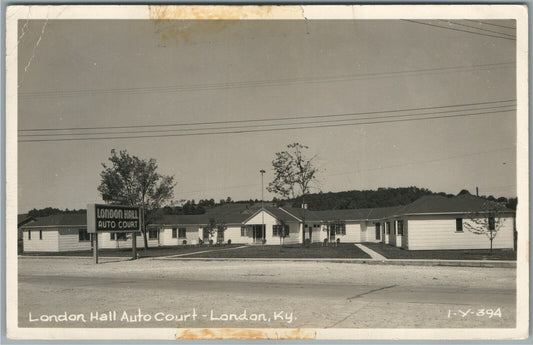 LONDON HALL AUTO COURT KY VINTAGE REAL PHOTO POSTCARD RPPC