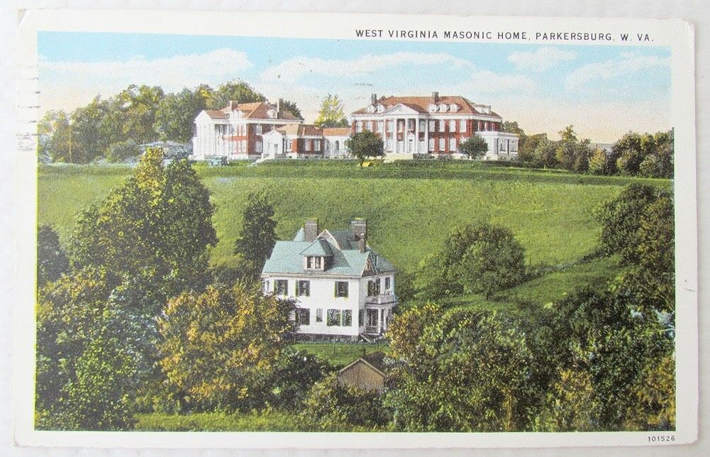 W.VIRGINIA MASONIC HOME PARKERSBURG W.VA ANTIQUE 1927 POSTCARD