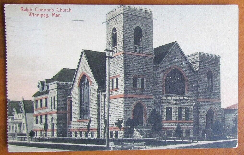 VINTAGE 1910 POSTCARD RALPH CONNOR'S CHURCH WINNIPEG MAN. CANADA