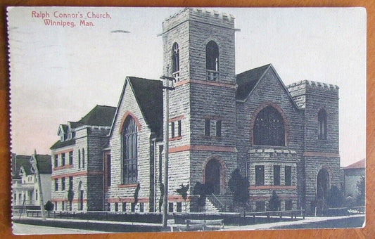 VINTAGE 1910 POSTCARD RALPH CONNOR'S CHURCH WINNIPEG MAN. CANADA