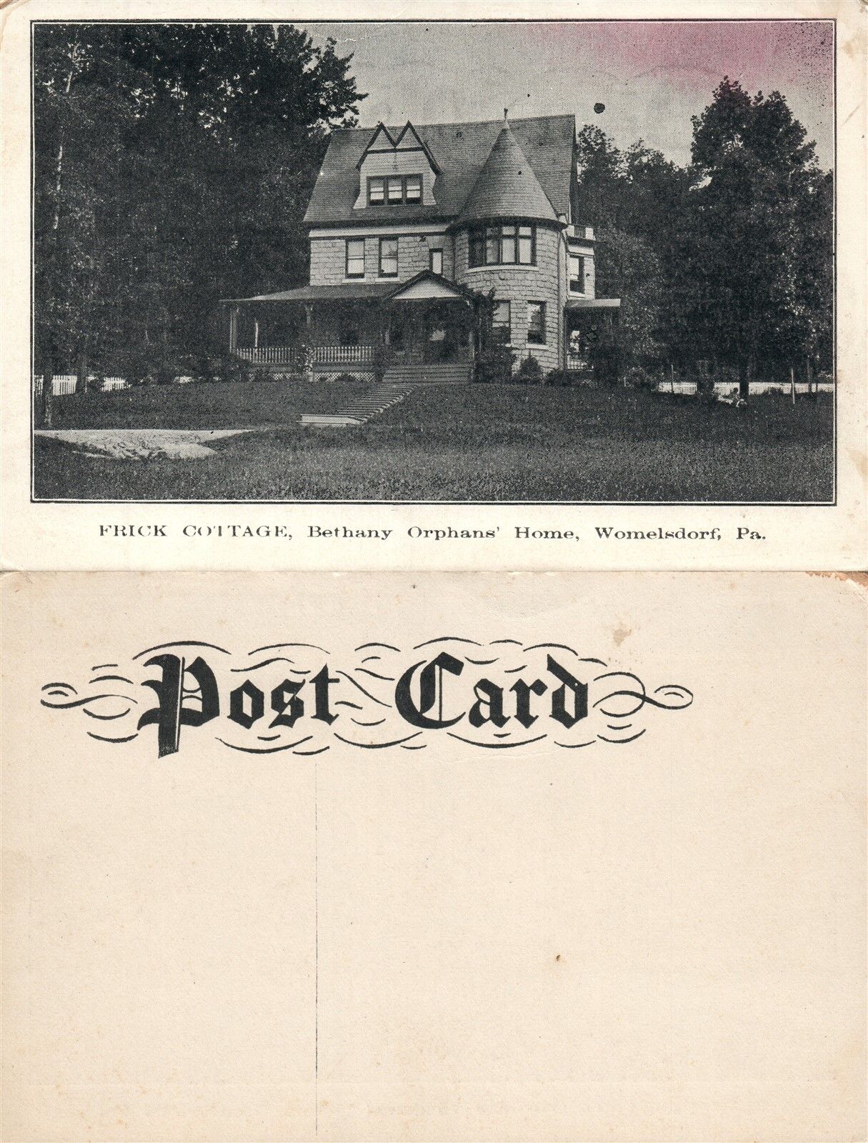 WOMELSDORF PA FRICK COTTAGE BETHANY ORPHANS HOME UNDIVIDED ANTIQUE POSTCARD