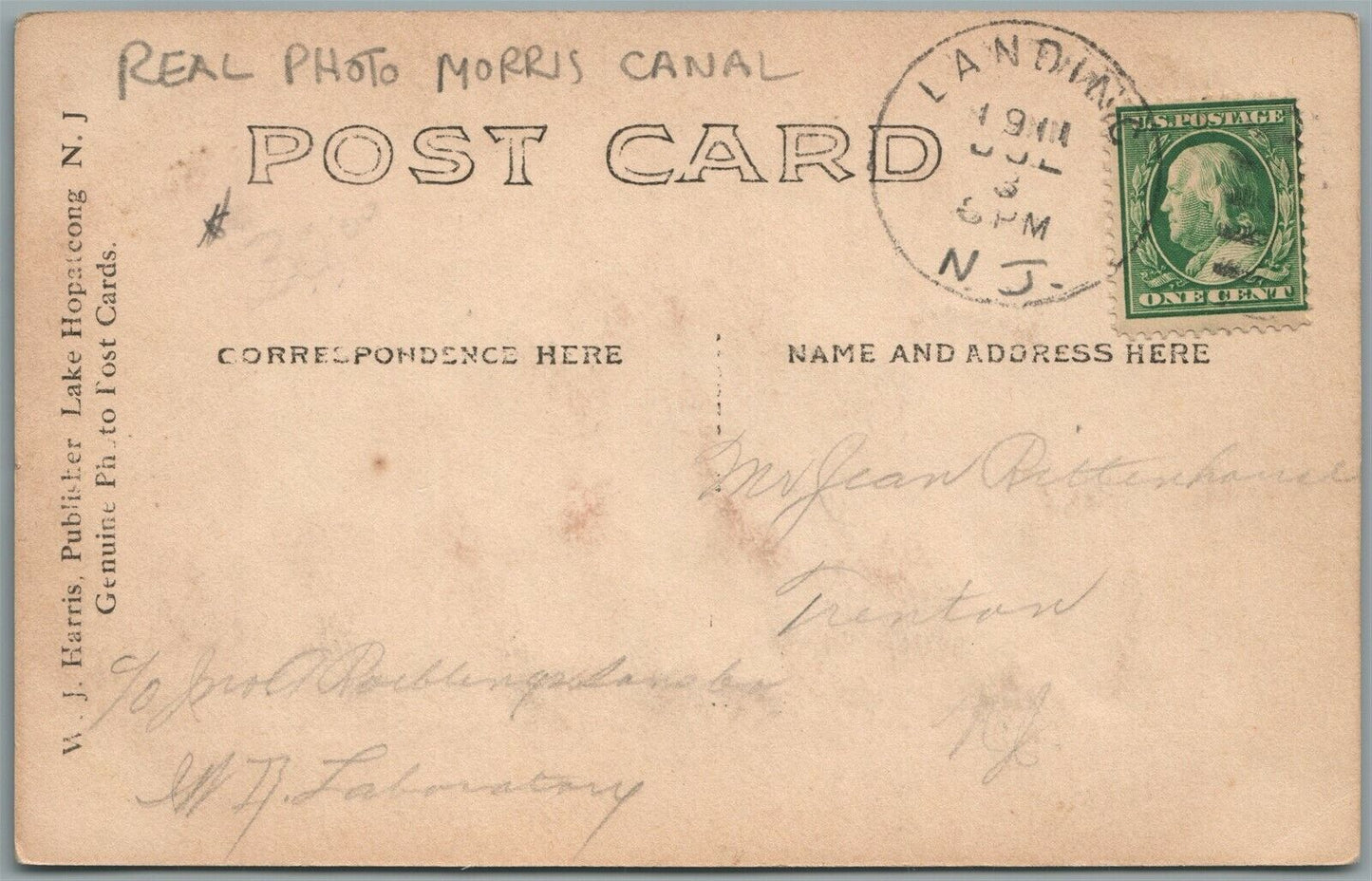 LAKE HOPATCONG NJ ENTERING LOCK ANTIQUE REAL PHOTO POSTCARD RPPC