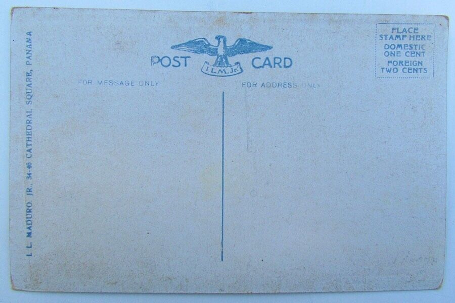 VINTAGE POSTCARD - ST.ANA CHURCH & PARK PANAMA CITY STREET SCENE OLD CARS