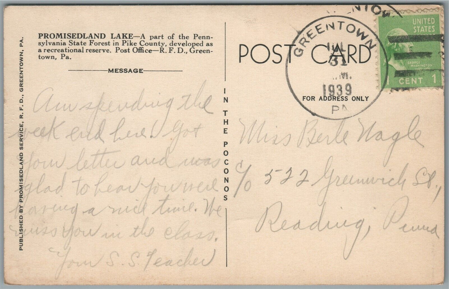 PROMISELAND PA DAM BREAST & RANGER'S HOME VINTAGE POSTCARD