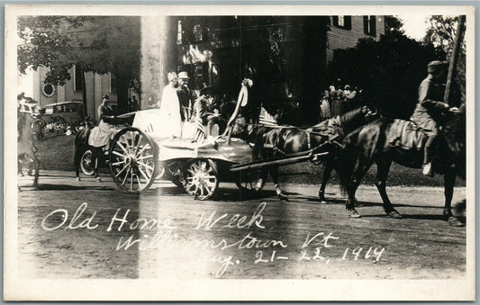 WILLIAMSTOWN VT OLD HOME WEEK PATRIOTIC PARADE ANTIQUE REAL PHOTO POSTCARD RPPC