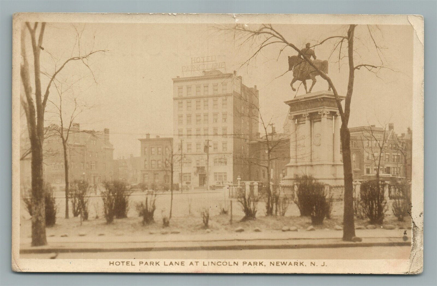 NEWARK NJ HOTEL PARK LANE AT LINCOLN PARK ANTIQUE REAL PHOTO POSTCARD RPPC