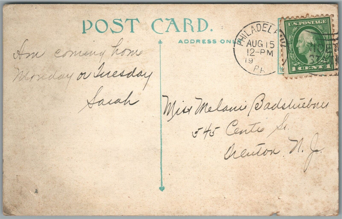 PHILADELPHIA PA ADELPHIA HOTEL ANTIQUE POSTCARD