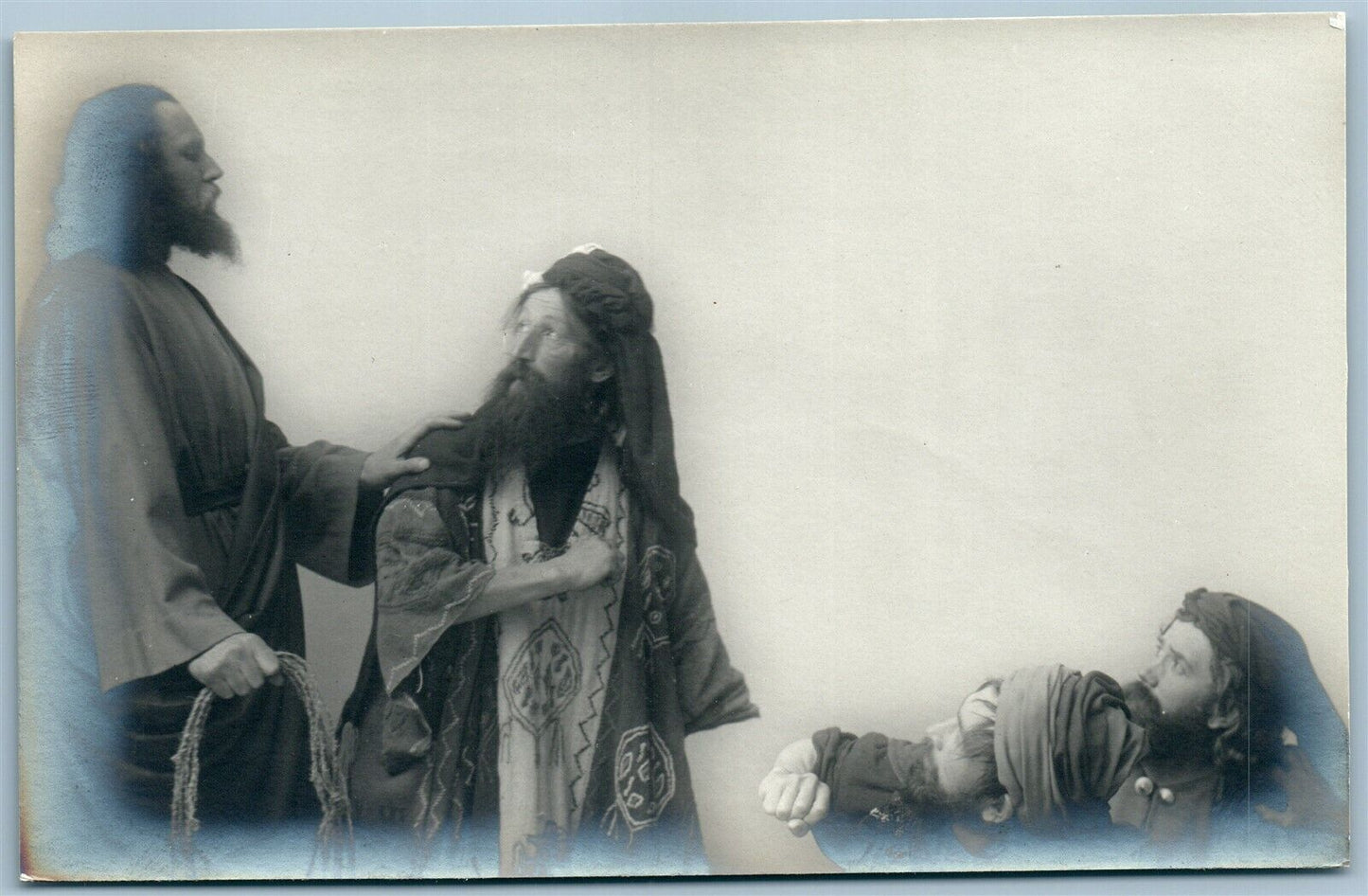 OBERAMMERGAU PASSION PLAY GERMAN ANTIQUE REAL PHOTO POSTCARD RPPC JESUS & VENDOR