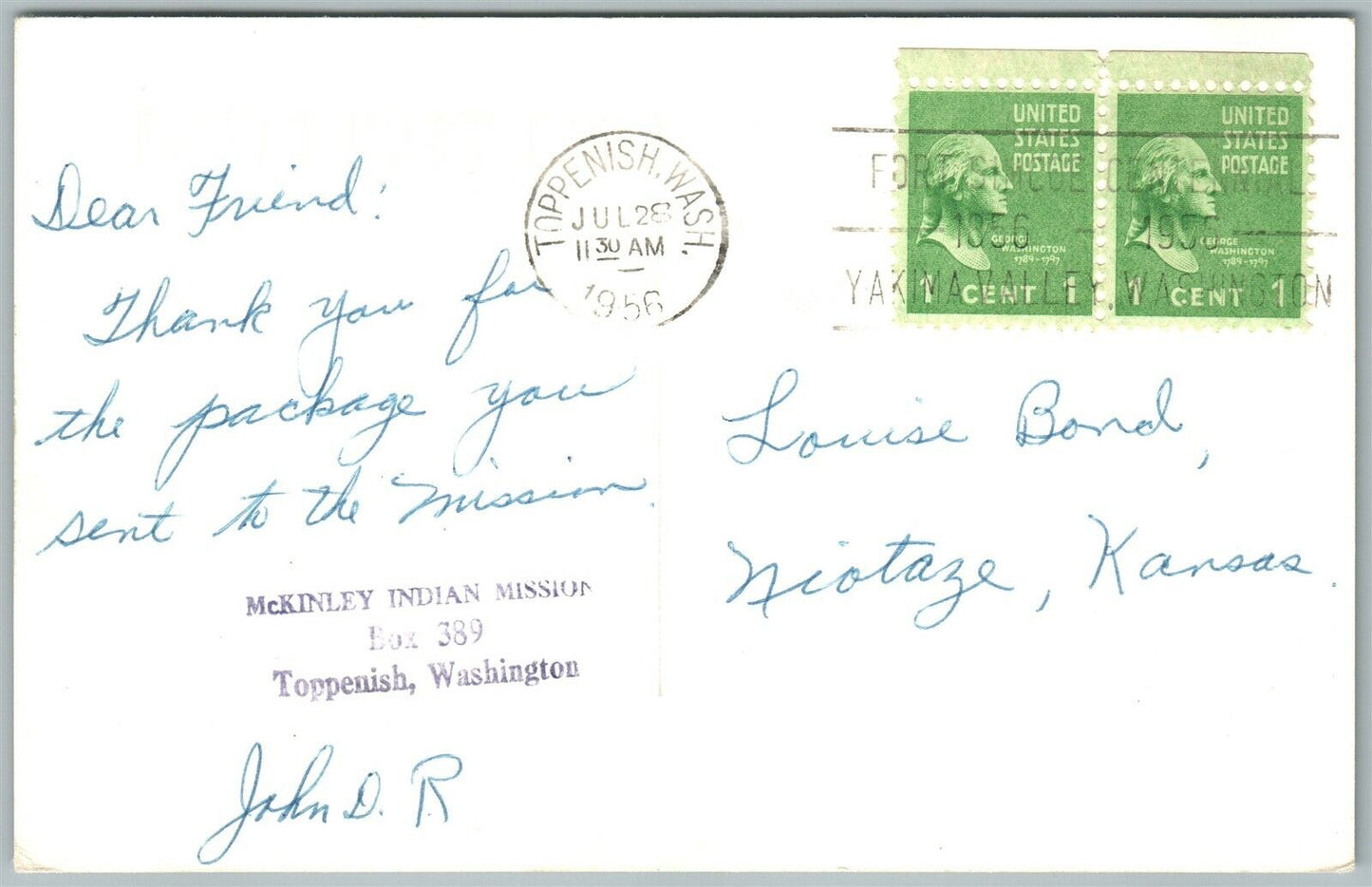 TOPPENISH WA 1956 VINTAGE REAL PHOTO POSTCARD RPPC