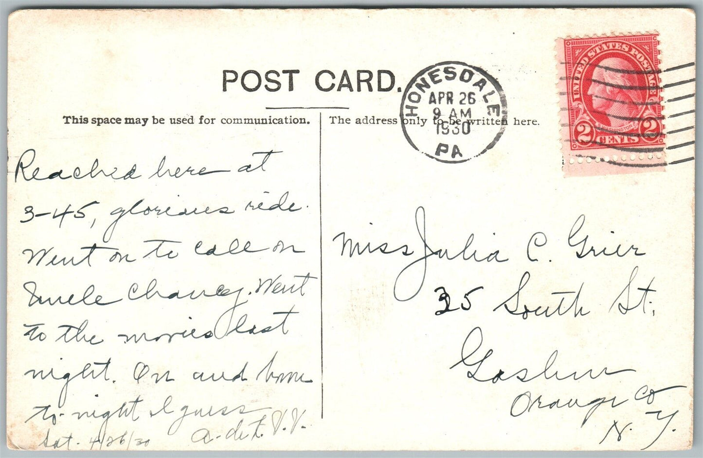 HONESDALE PA ALLEN HOUSE HOTEL 1930 VINTAGE POSTCARD