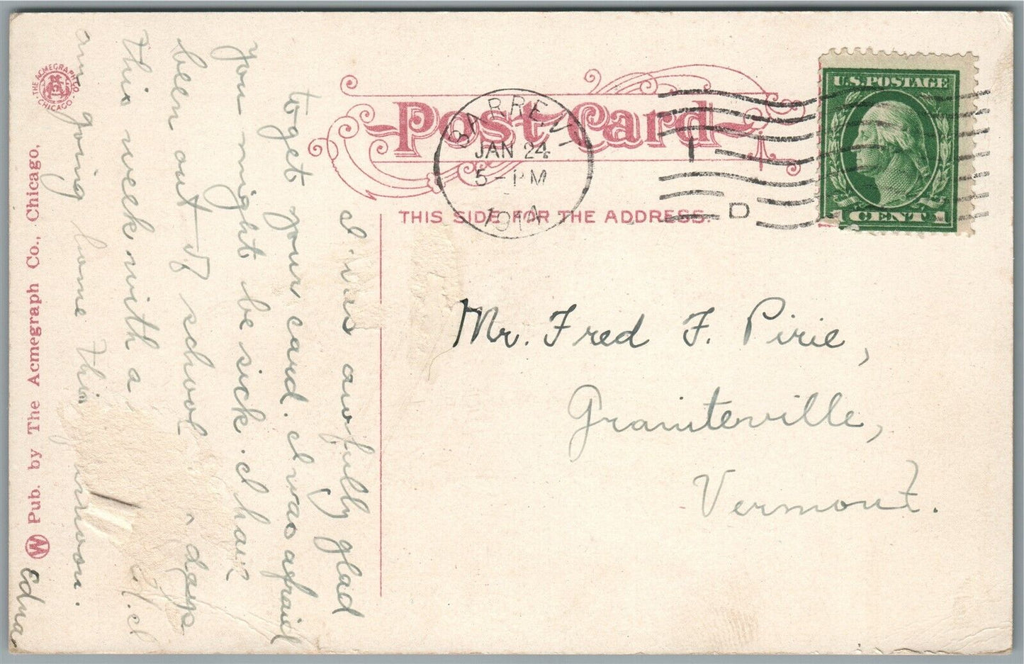 BARRE VT FIRE DEPARTMENT ANTIQUE POSTCARD