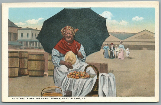 NATIVE AMERICAN OLD CREOLE PRALINE CANDY WOMAN NEW ORLEANS LA ANTIQUE POSTCARD