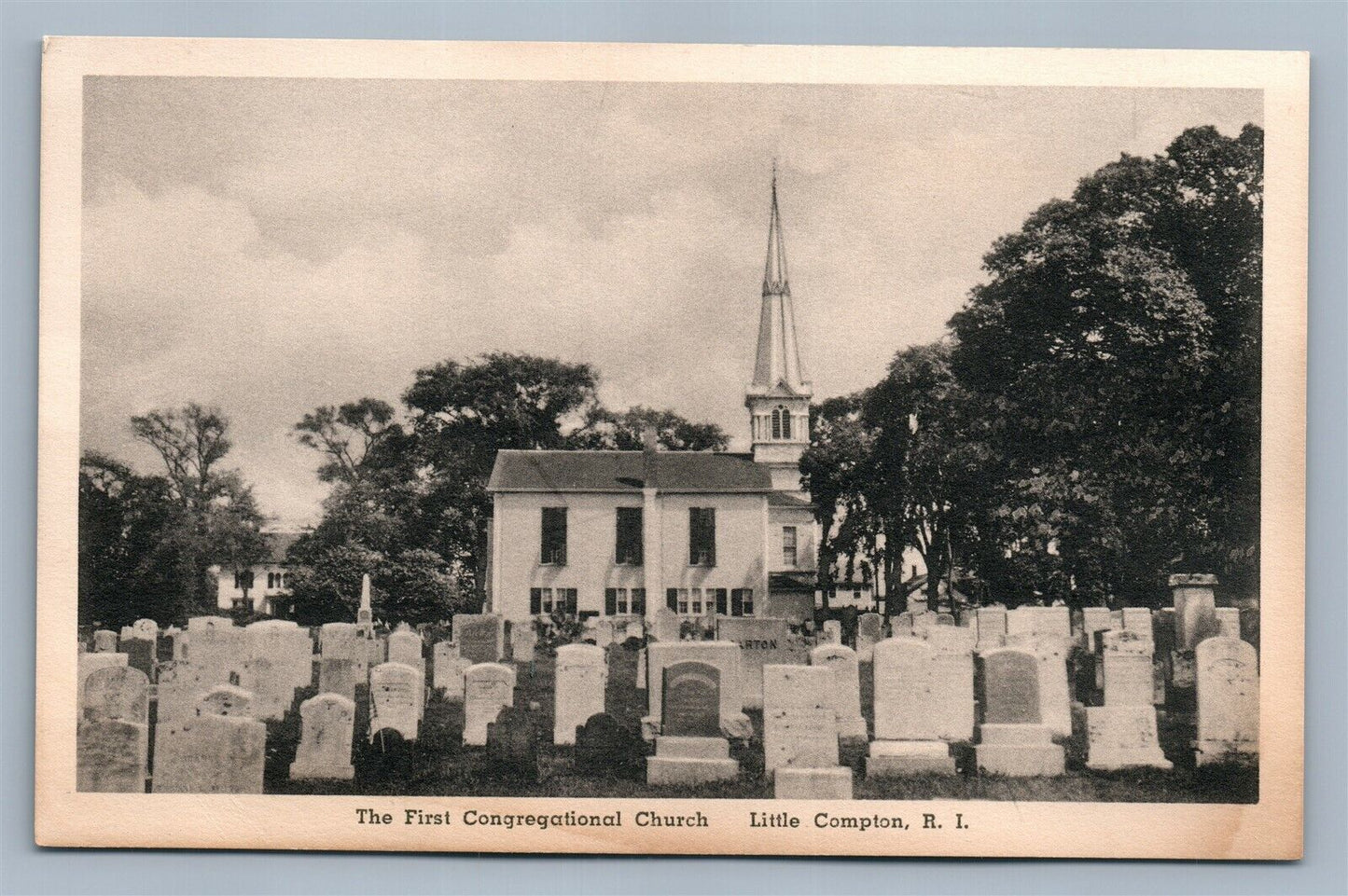 LITTLE COMPTON RI FIRST CONGREGATIONAL CHURCH & CEMETERY ANTIQUE POSTCARD