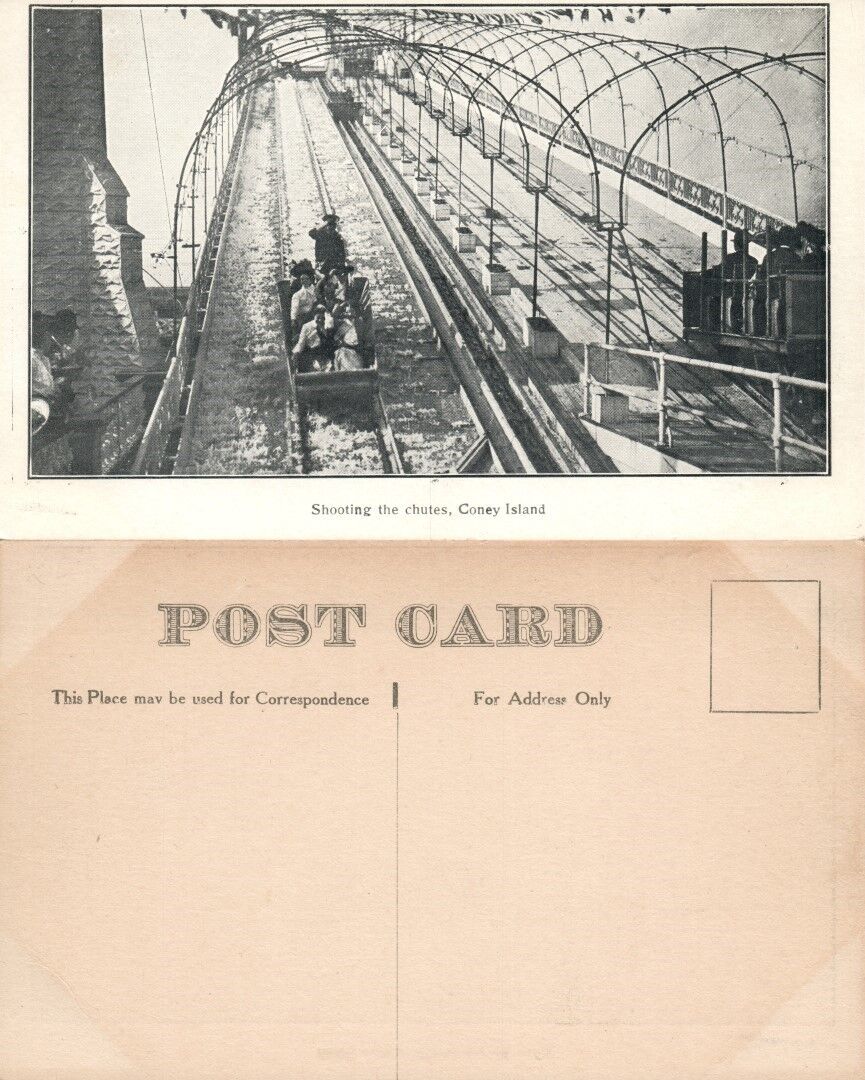 CONEY ISLAND BROOKLYN N.Y. LUNA PARK SHOOTING THE CHUTES ANTIQUE POSTCARD