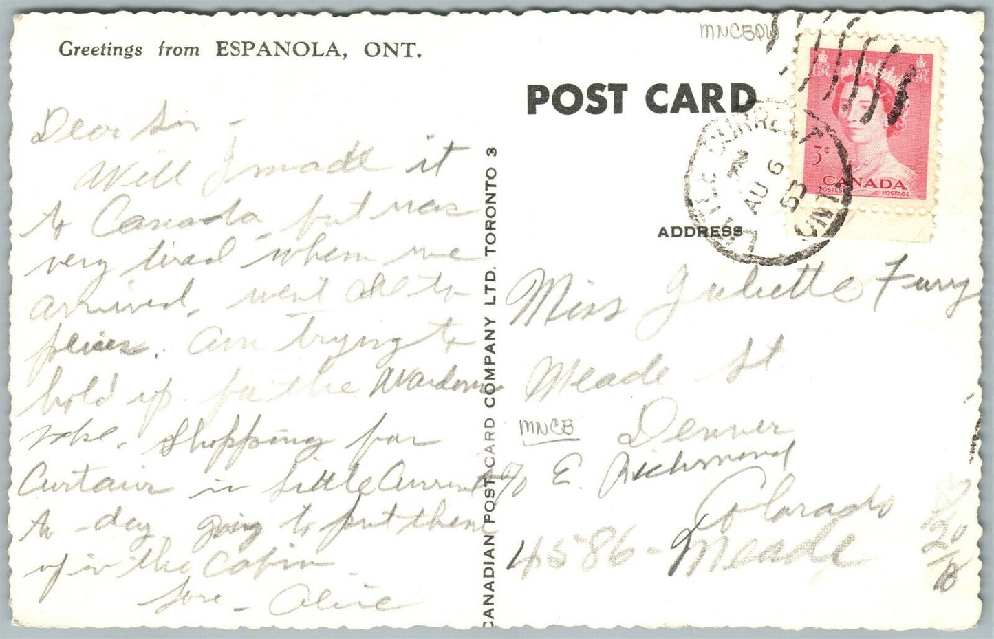 ESPANOLA ONT. CANADA EXAGGERATED FISHING VINTAGE REAL PHOTO POSTCARD RPPC