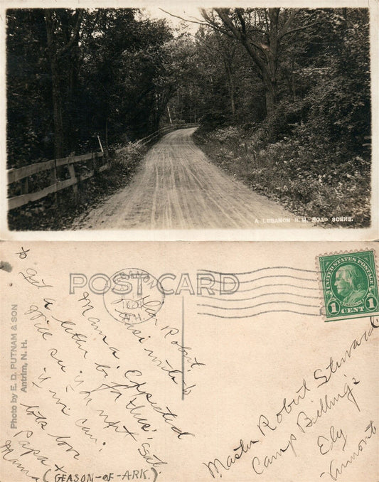 LEBANON N.H ROAD SCENE REAL PHOTO ANTIQUE POSTCARD RPPC