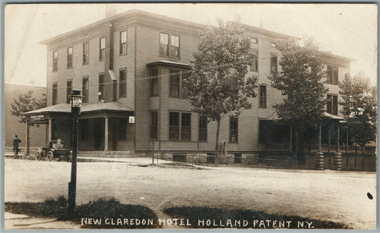 HOLLAND PATENT NY NEW CLAREDON HOTEL ANTIQUE REAL PHOTO POSTCARD RPPC