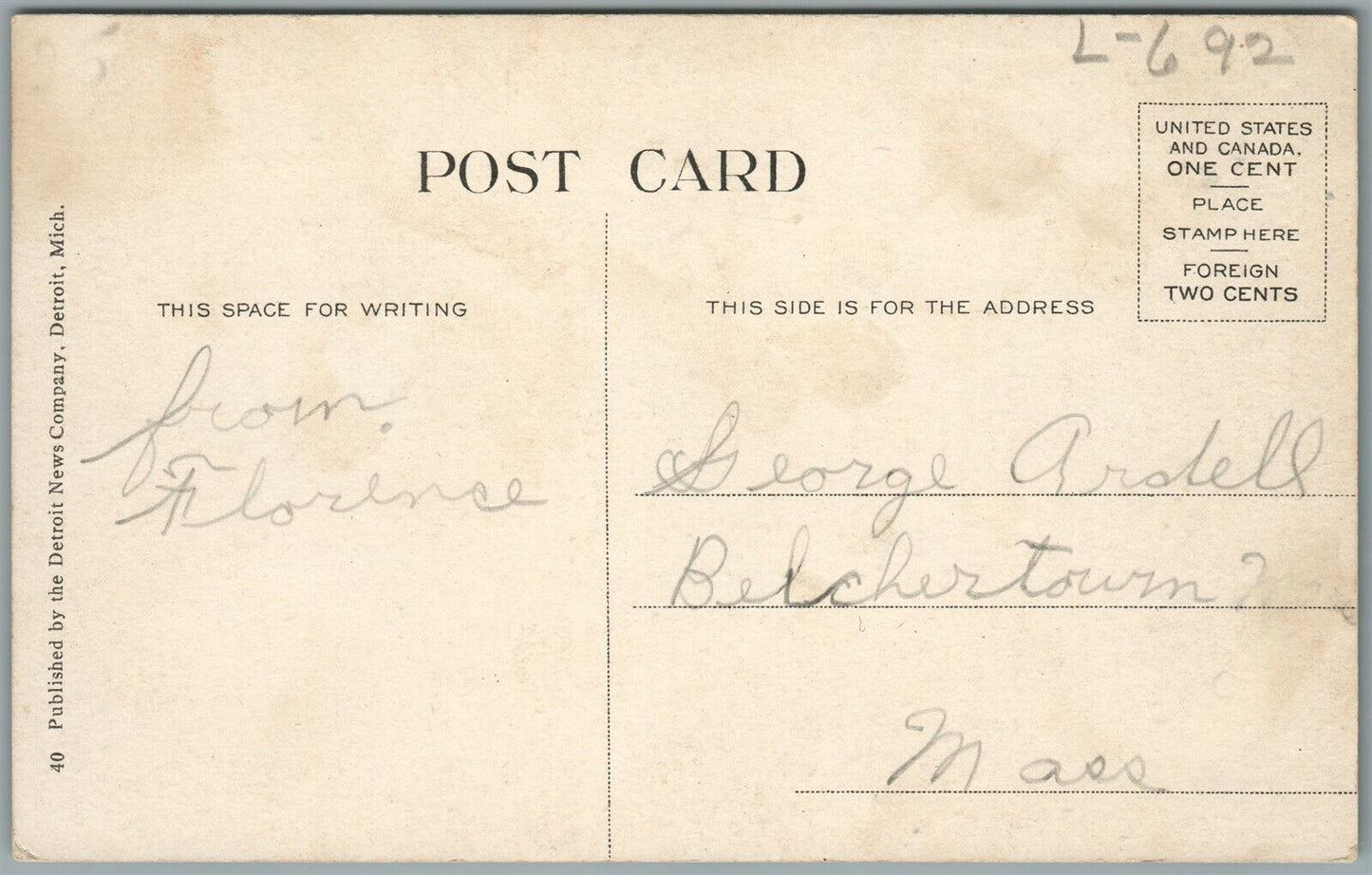 DETROIT MI BELLE ISLE PARK LIGHT HOUSE ANTIQUE POSTCARD