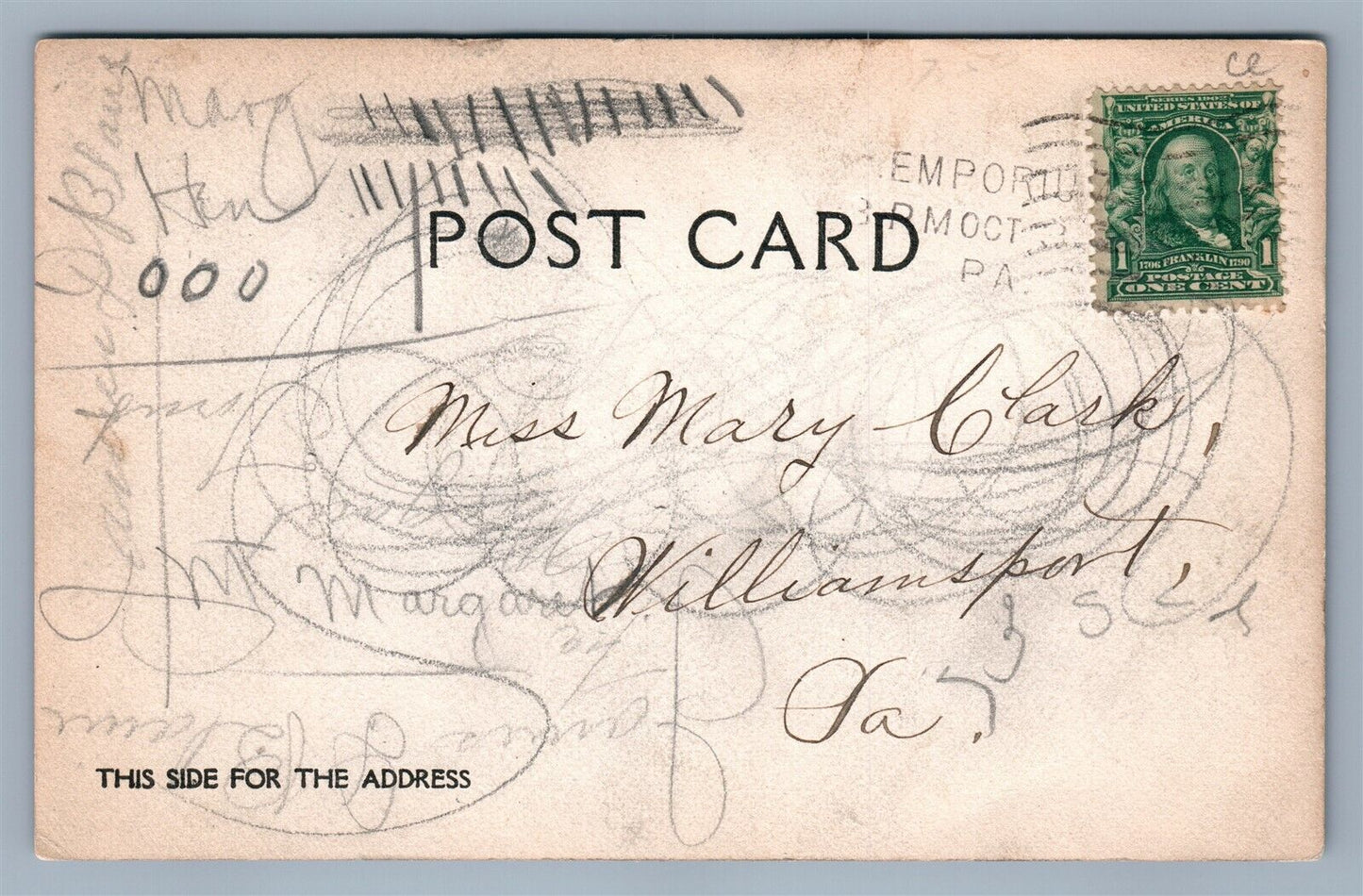 EMPORIUM PA 1906 ANTIQUE REAL PHOTO POSTCARD RPPC