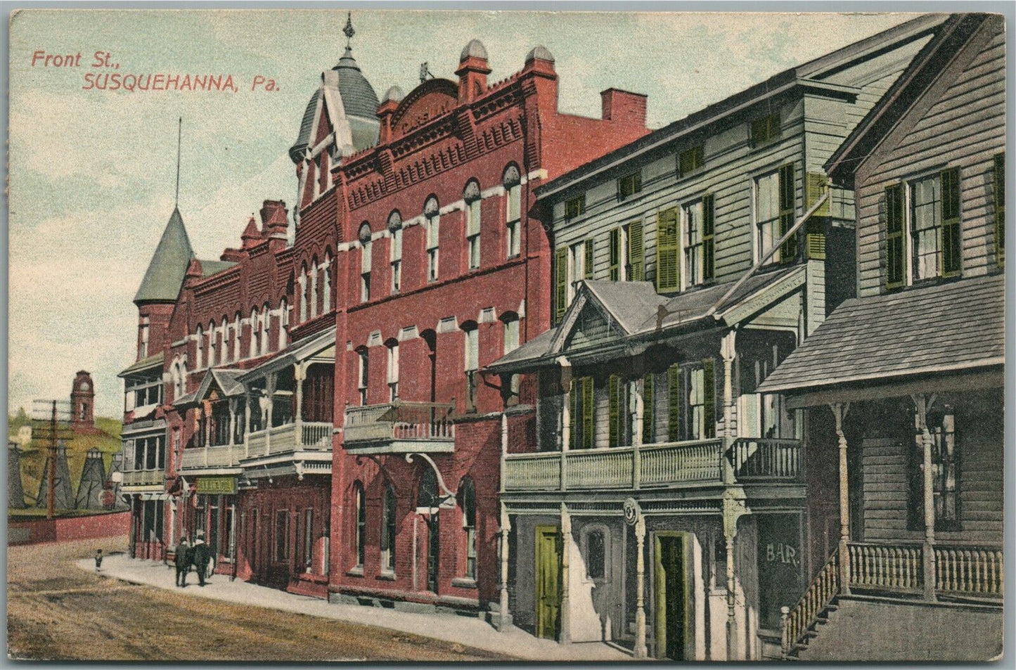 SUSQUEHANNA PA FRONT STREET ANTIQUE POSTCARD
