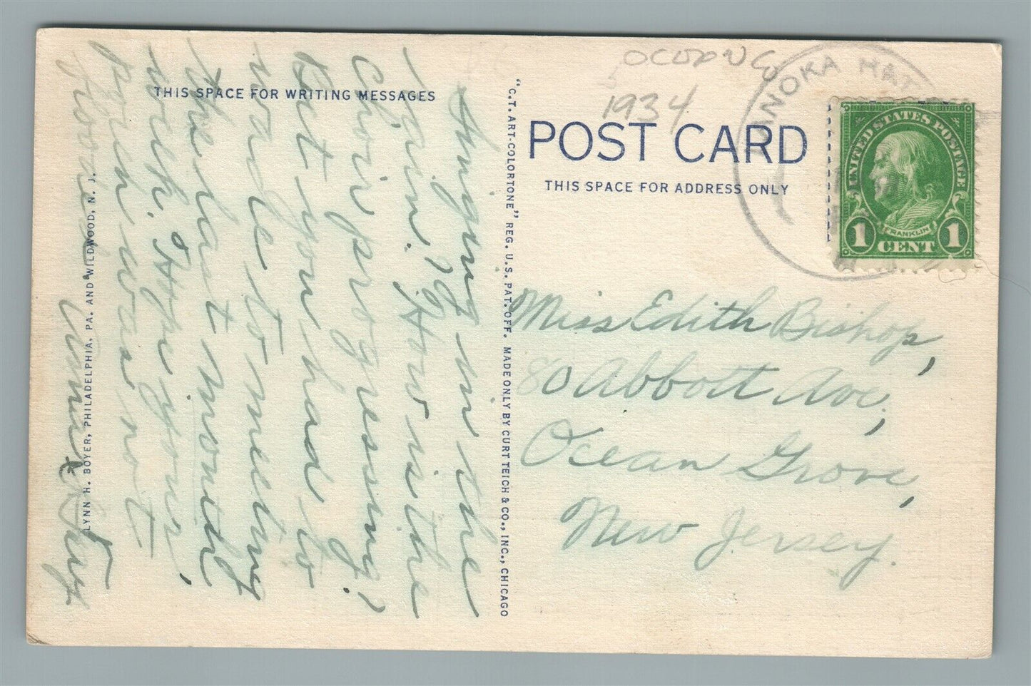 TOM'S RIVER NJ MOTOR BOATING VINTAGE POSTCARD